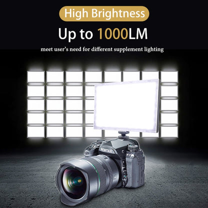 LUXCeO P02 LED Video Light Super Slim Panel 1000LM 3000-6000K Light On-camera Light Selfie Soft Light Video Photography Studio Light (Black) - Camera Accessories by LUXCeO | Online Shopping UK | buy2fix