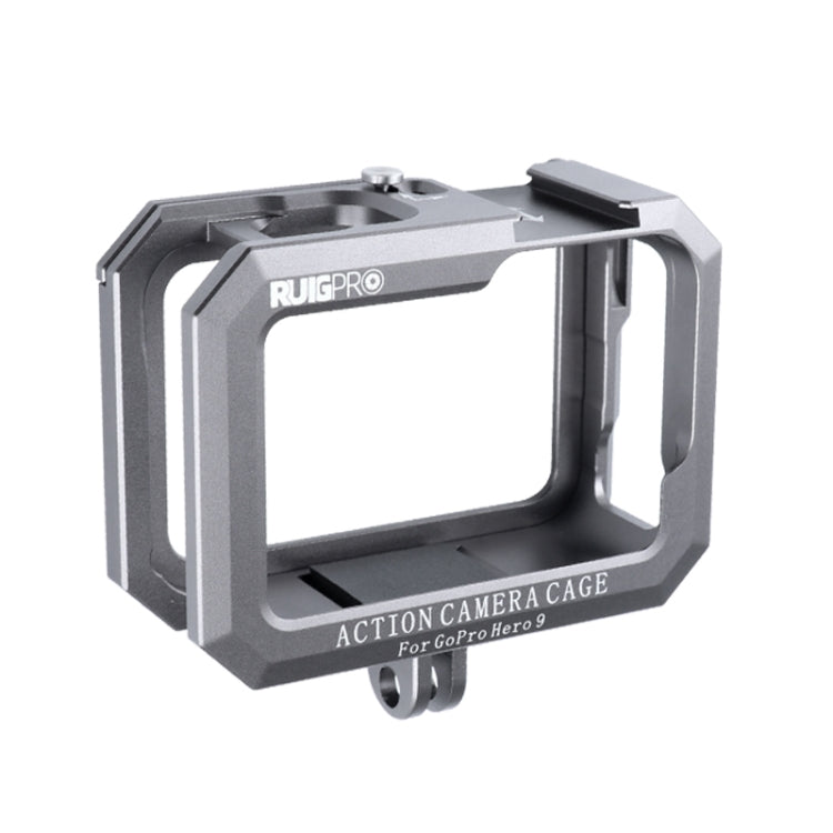 RUIGPRO for GoPro HERO10 Black / HERO9 Black Metal Border Frame Mount Protective Cage with Dual Cold Shoes Base (Silver Grey) - DJI & GoPro Accessories by RUIGPRO | Online Shopping UK | buy2fix