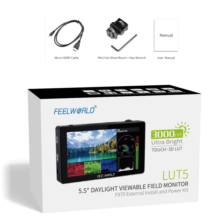 FEELWORLD LUT5 5.5 inch Ultra High Bright 3000nit Touch Screen DSLR Camera Field Monitor (Black) - Camera Accessories by FEELWORLD | Online Shopping UK | buy2fix