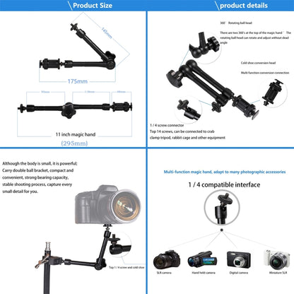 11 inch Adjustable Friction Articulating Magic Arm + Large Claws Clips - Camera Accessories by buy2fix | Online Shopping UK | buy2fix