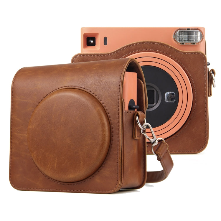 Full Body PU Leather Case Camera  Bag with Strap for FUJIFILM instax Square SQ1 (Brown) - Leather Bag by buy2fix | Online Shopping UK | buy2fix