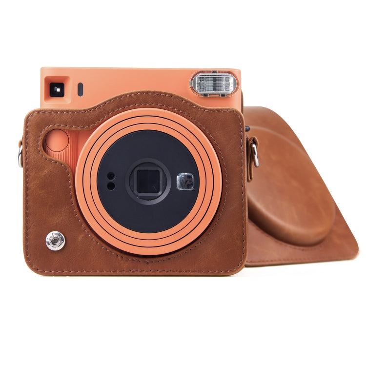 Full Body PU Leather Case Camera  Bag with Strap for FUJIFILM instax Square SQ1 (Brown) - Leather Bag by buy2fix | Online Shopping UK | buy2fix