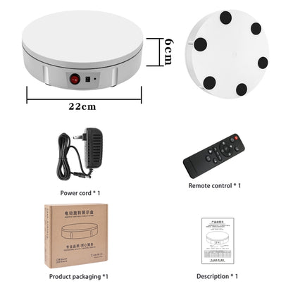 22cm Electric Rotating Display Stand Video Shooting Props Turntable, Load: 50kg, UK Plug (White) - Camera Accessories by buy2fix | Online Shopping UK | buy2fix