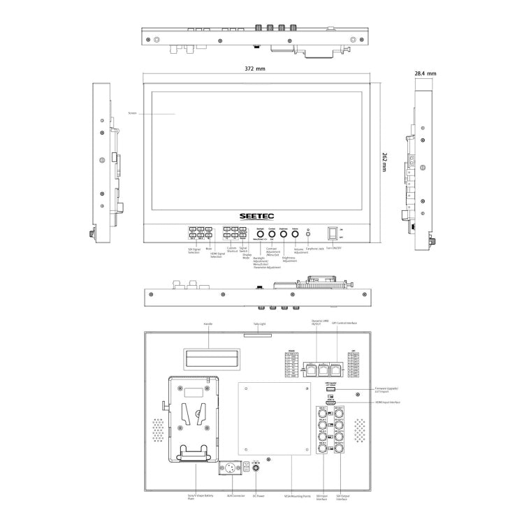 SEETEC ATEM156S 15.6 inch 3G-SDI HDMI Full HD 1920x1080P Multi-camera Broadcast Monitor(EU Plug) - Camera Accessories by SEETEC | Online Shopping UK | buy2fix