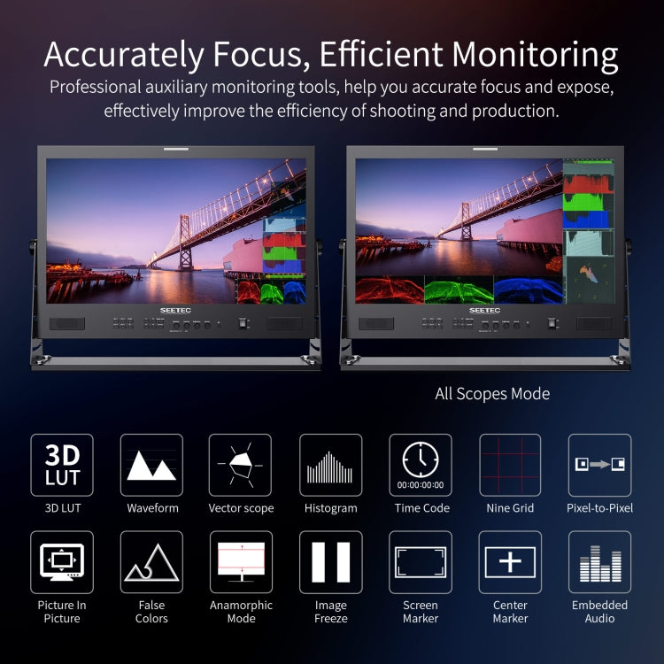 SEETEC ATEM215S 21.5 inch  3G-SDI HDMI Full HD 1920x1080 Multi-camera Broadcast Monitor(AU Plug) - On-camera Monitors by SEETEC | Online Shopping UK | buy2fix