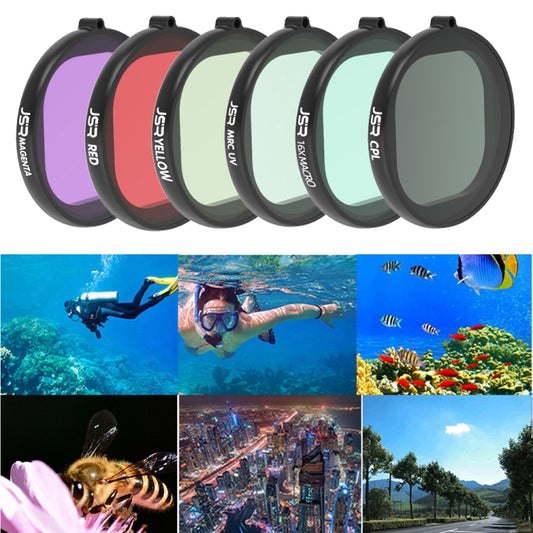 JSR Round Housing Diving 6 in 1 UV + CPL + 16X Macro + Red + Yellow + Purple Lens Filter for GoPro HERO8 Black - DJI & GoPro Accessories by JSR | Online Shopping UK | buy2fix