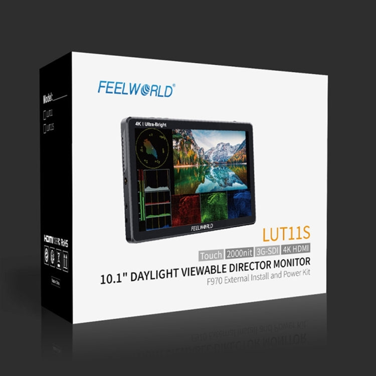 FEELWORLD LUT11S 10.1 inch Ultra High Bright 2000nit Touch Screen DSLR Camera Field Monitor, 3G-SDI 4K HDMI Input Output 1920 x 1200 IPS Panel(US Plug) - On-camera Monitors by FEELWORLD | Online Shopping UK | buy2fix