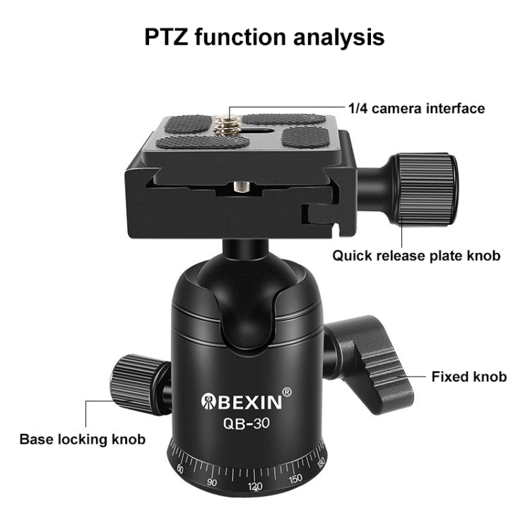 BEIXIN QB-30  360 Degree Rotation Panorama Metal Ball Head with Quick Release Plate - Tripod Heads by BEXIN | Online Shopping UK | buy2fix