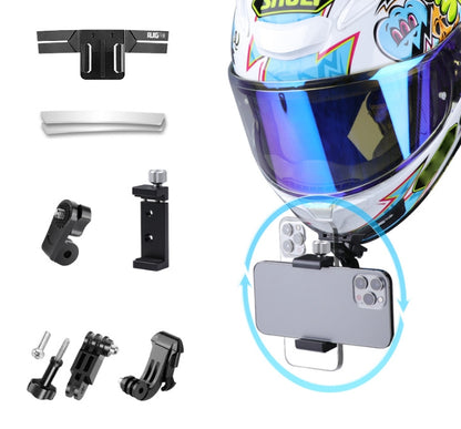 RUIGPRO Action Camera Phone Helmet Mount Kit with J-Hook Buckle & Metal Phone Clamp & Adapter(Black) - Helmet Mount by RUIGPRO | Online Shopping UK | buy2fix