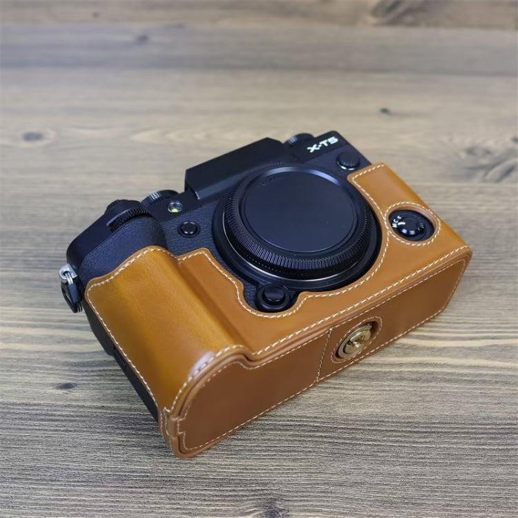 For FUJIFILM X-T5 1/4 inch Thread PU Leather Camera Half Case Base (Brown) - Half Case by buy2fix | Online Shopping UK | buy2fix