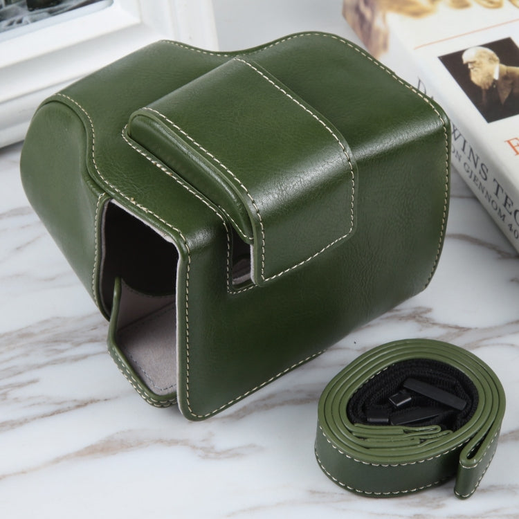 For Canon EOS R10 Camera Full Body Magnetic Leather Camera Case Bag with Strap(Green) - Leather Bag by buy2fix | Online Shopping UK | buy2fix