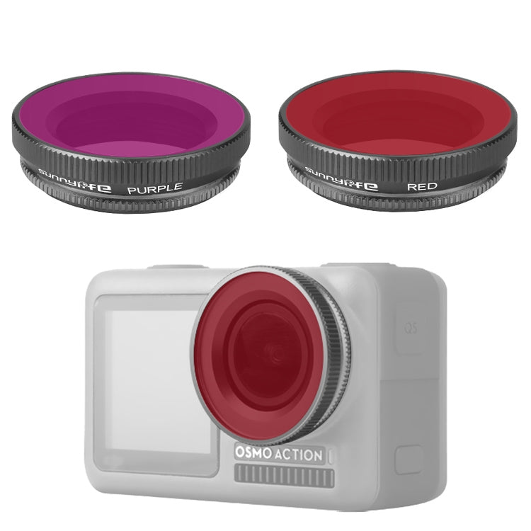 2 in 1 Sunnylife OA-FI180 Lens Red + Purple Diving Filter for DJI OSMO ACTION - Lens Filter by Sunnylife | Online Shopping UK | buy2fix