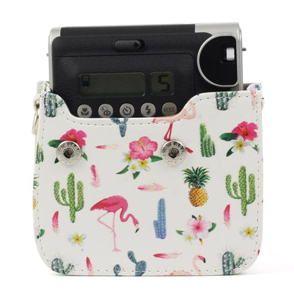 Flamingo Cactus Pattern PU Leather Protective Camera Case Bag For FUJIFILM Instax Mini90 Camera - Camera Accessories by buy2fix | Online Shopping UK | buy2fix