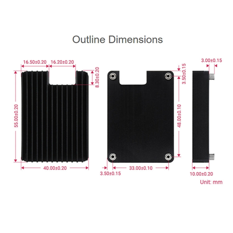 WAVESHARE Aluminum Heatsink for Raspberry Pi CM4, with Antenna Notch (Black) - Other Accessories by WAVESHARE | Online Shopping UK | buy2fix