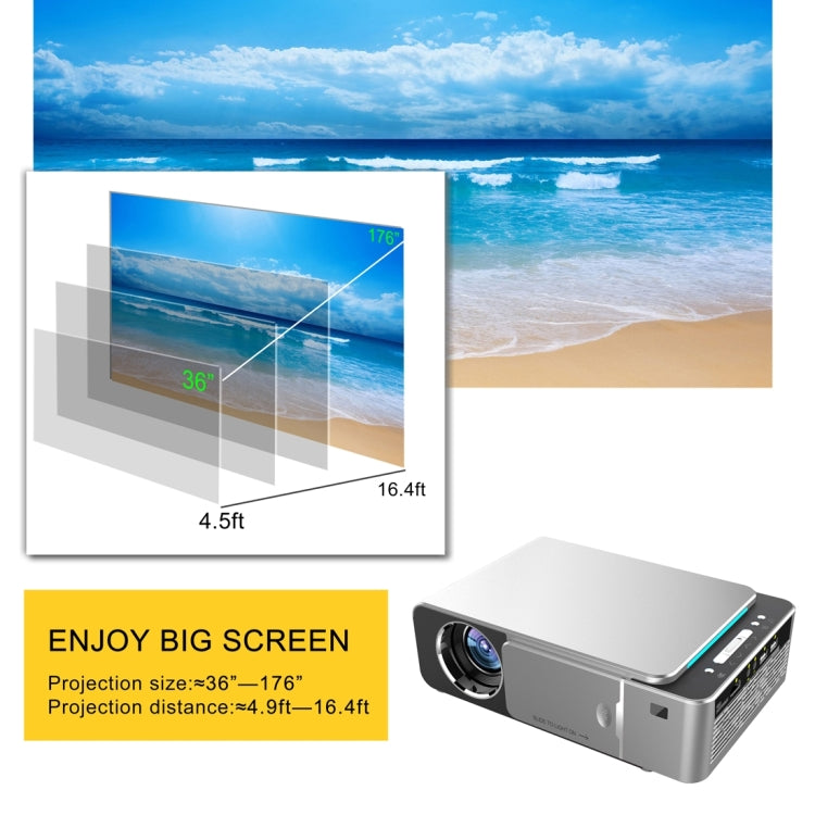 T6 2000ANSI Lumens Mini Theater Projector, Android 7.1 RK3128 Quad Core, 1GB+8GB, UK Plug(Silver) - Consumer Electronics by buy2fix | Online Shopping UK | buy2fix