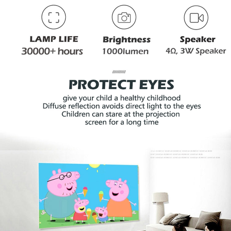 A2000 1080P Mini Portable Smart Projector Children Projector, AU Plug(Black) - Mini Projector by buy2fix | Online Shopping UK | buy2fix