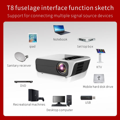 T8 1920x1080 Portable Home Theater Office Full HD Mini LED Projector with Remote Control, Built-in Speaker, Support USB / HDMI / AV / IR, Android Version - Consumer Electronics by buy2fix | Online Shopping UK | buy2fix