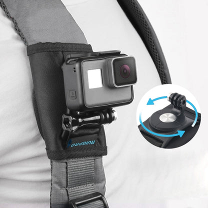 RUIGPRO Hook and Loop Fastener Backpack Rec-Mounts Clip Clamp Mount with Screw for GoPro, Insta360, DJI and Other Action Cameras(Black) - Mount & Holder by RUIGPRO | Online Shopping UK | buy2fix