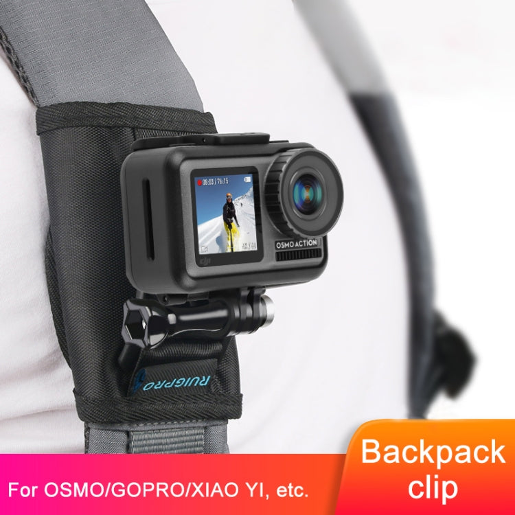 RUIGPRO Hook and Loop Fastener Backpack Rec-Mounts Clip Clamp Mount with Screw for GoPro, Insta360, DJI and Other Action Cameras(Black) - Mount & Holder by RUIGPRO | Online Shopping UK | buy2fix