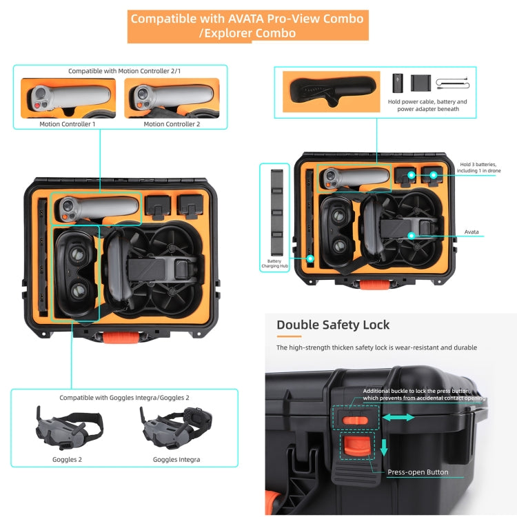 For DJI Avata Sunnylife AQX-6-U Upgraded Waterproof Shockproof Safety Carry Case Storage Bag (Black) - Cases & Bags by Sunnylife | Online Shopping UK | buy2fix