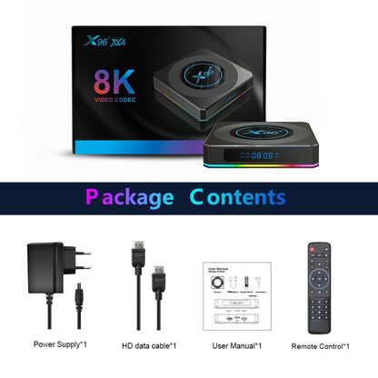 X96 X4 8K Smart TV BOX Android 11.0 Media Player with Remote Control, Amlogic S905X4 Quad Core ARM Cortex A55, RAM: 4GB, ROM: 32GB, Support 1000M, Dual Band WiFi, Bluetooth, UK Plug - Consumer Electronics by Beelink | Online Shopping UK | buy2fix