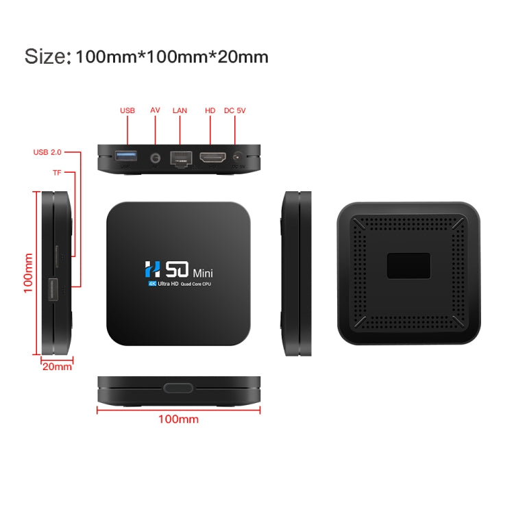 H50 Mini 4K Smart Network TV Box, Android 10.0, RK3318 Quad Core, 2GB+16GB, AU Plug - Consumer Electronics by buy2fix | Online Shopping UK | buy2fix