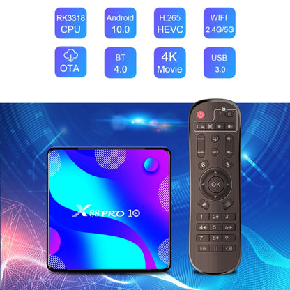 X88 Pro 10 4K Ultra HD Android TV Box with Remote Controller, Android 10.0, RK3318 Quad-Core 64bit Cortex-A53, 4GB+64GB, Support Bluetooth / Dual-Band WiFi / TF Card / USB / AV / Ethernet(EU Plug) - RK3318 by buy2fix | Online Shopping UK | buy2fix