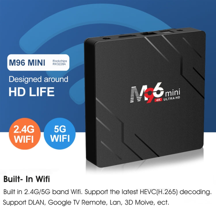 M96mini 4K Smart TV BOX Android 9.0 Media Player wtih Remote Control, Quad-core RK3228A, RAM: 2GB, ROM: 16GB, Dual Band WiFi, EU Plug - Consumer Electronics by buy2fix | Online Shopping UK | buy2fix