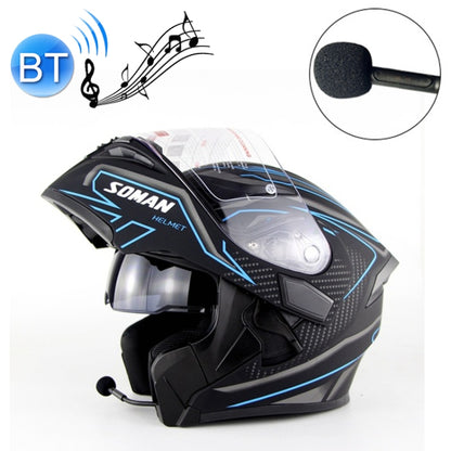 Soman 955 Skyeye Motorcycle Full / Open Face Bluetooth Helmet Headset Full Face, Supports Answer / Hang Up Calls(Black Blue) -  by SOMAN | Online Shopping UK | buy2fix