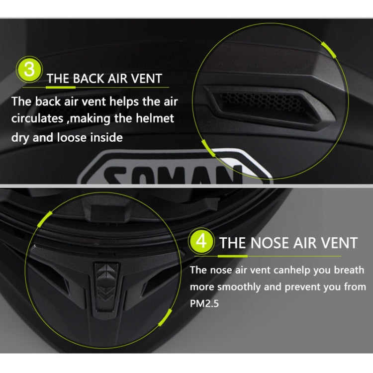 Soman 955 Skyeye Motorcycle Full / Open Face Bluetooth Helmet Headset Full Face, Supports Answer / Hang Up Calls(Black Red) - Helmets by SOMAN | Online Shopping UK | buy2fix