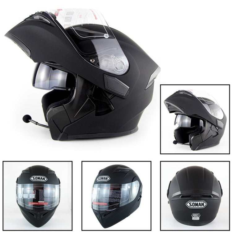 Soman 955 Skyeye Motorcycle Full / Open Face Bluetooth Helmet Headset Full Face, Supports Answer / Hang Up Calls(Matte Black) -  by SOMAN | Online Shopping UK | buy2fix