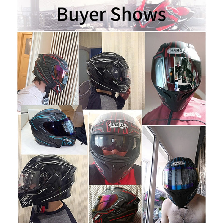 Soman 955 Skyeye Motorcycle Full / Open Face Bluetooth Helmet Headset Full Face, Supports Answer / Hang Up Calls(Black Blue) - Helmets by SOMAN | Online Shopping UK | buy2fix