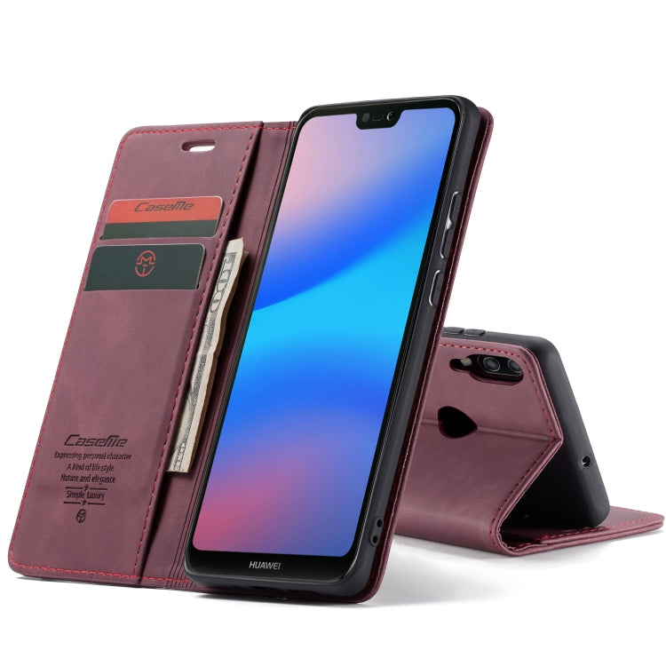 CaseMe-013 Multifunctional Horizontal Flip Leather Case with Card Slot & Holder for Huawei P20 Lite(Wine Red) - Huawei Cases by CaseMe | Online Shopping UK | buy2fix