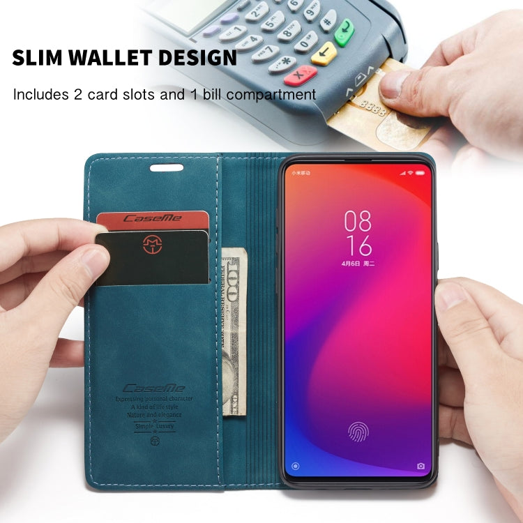 CaseMe-013 Multi-functional Retro Frosted Horizontal Flip Leather Case with Card Slot & Holder & Wallet For Xiaomi Mi 9T Pro / Redmi K20 Pro / Xiaomi Mi 9T / Redmi K20(Blue) - Xiaomi Cases by CaseMe | Online Shopping UK | buy2fix