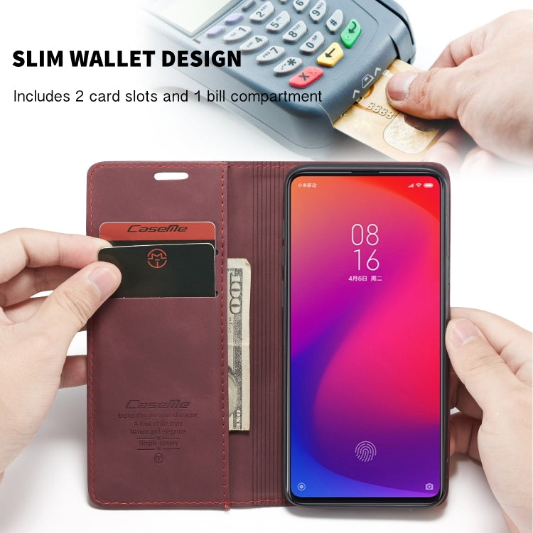 CaseMe-013 Multi-functional Retro Frosted Horizontal Flip Leather Case with Card Slot & Holder & Wallet For Xiaomi Mi 9T Pro / Redmi K20 Pro / Xiaomi Mi 9T / Redmi K20(Wine Red) - Xiaomi Cases by CaseMe | Online Shopping UK | buy2fix