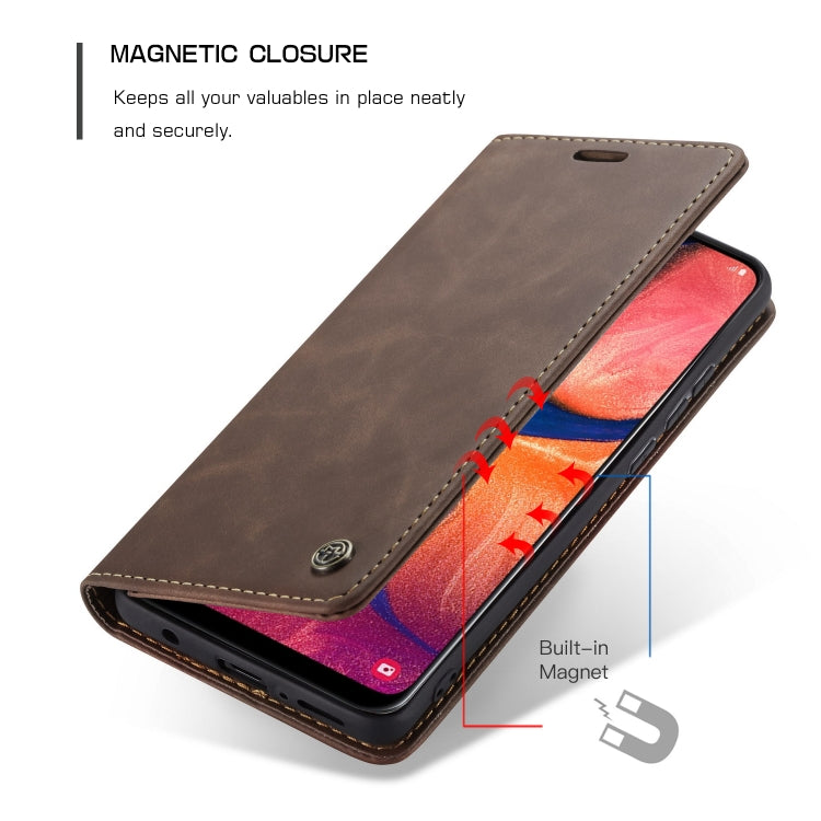 CaseMe-013 Multi-functional Retro Frosted Horizontal Flip Leather Case with Card Slot & Holder & Wallet For Galaxy A20e(Coffee) - Galaxy Phone Cases by CaseMe | Online Shopping UK | buy2fix