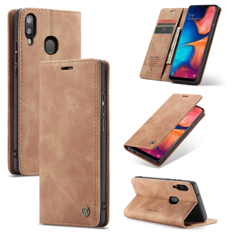 CaseMe-013 Multi-functional Retro Frosted Horizontal Flip Leather Case with Card Slot & Holder & Wallet For Galaxy A20e(Brown) - Galaxy Phone Cases by CaseMe | Online Shopping UK | buy2fix