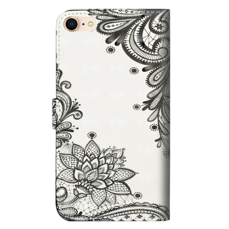 For iPhone SE 2022 / SE 2020 / 8 / 7 3D Painting Pattern Horizontal Flip TPU + PU Leather Case with Holder & Card Slots & Wallet(Black Flower) - iPhone SE 2022 / 2020 / 8 / 7 Cases by ESR | Online Shopping UK | buy2fix