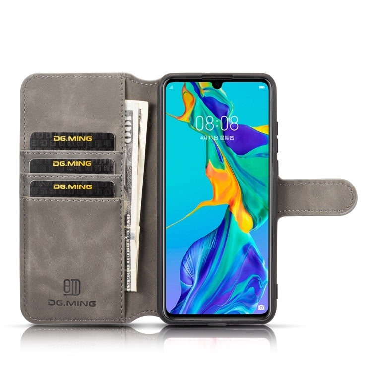 DG.MING Retro Oil Side Horizontal Flip Case with Holder & Card Slots & Wallet for Huawei P30 Lite(Grey) - Huawei Cases by DG.MING | Online Shopping UK | buy2fix