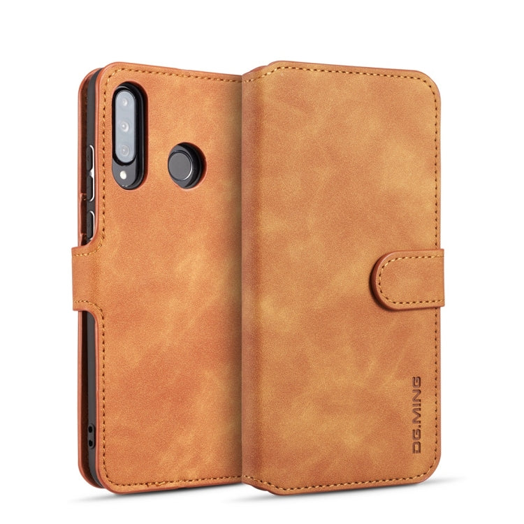 DG.MING Retro Oil Side Horizontal Flip Case with Holder & Card Slots & Wallet for Huawei P30 Lite(Brown) - Huawei Cases by DG.MING | Online Shopping UK | buy2fix