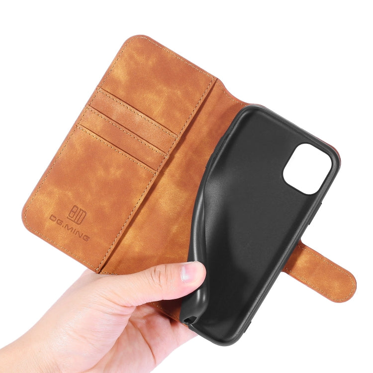 DG.MING Retro Oil Side Horizontal Flip Case with Holder & Card Slots & Wallet for iPhone 11 Pro(Brown) - iPhone 11 Pro Cases by DG.MING | Online Shopping UK | buy2fix