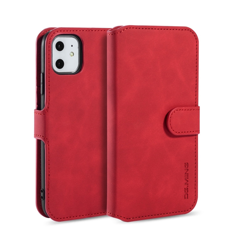 DG.MING Retro Oil Side Horizontal Flip Case with Holder & Card Slots & Wallet for iPhone 11(Red) - iPhone 11 Cases by DG.MING | Online Shopping UK | buy2fix