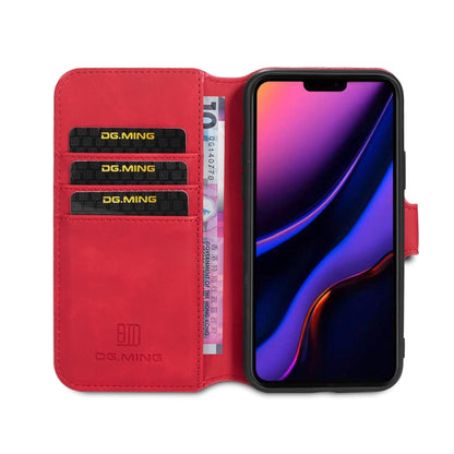 DG.MING Retro Oil Side Horizontal Flip Case with Holder & Card Slots & Wallet for iPhone 11 Pro Max(Red) - iPhone 11 Pro Max Cases by DG.MING | Online Shopping UK | buy2fix