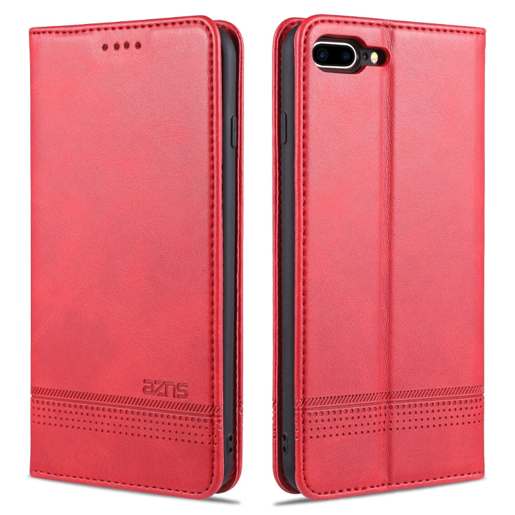 AZNS Magnetic Calf Texture Horizontal Flip Leather Case with Card Slots & Holder & Wallet For iPhone 8 Plus/7 Plus(Red) - More iPhone Cases by AZNS | Online Shopping UK | buy2fix