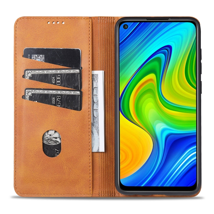 For Xiaomi Redmi Note 9 / 10X AZNS Magnetic Calf Texture Horizontal Flip Leather Case with Card Slots & Holder & Wallet(Light Brown) - Xiaomi Cases by AZNS | Online Shopping UK | buy2fix