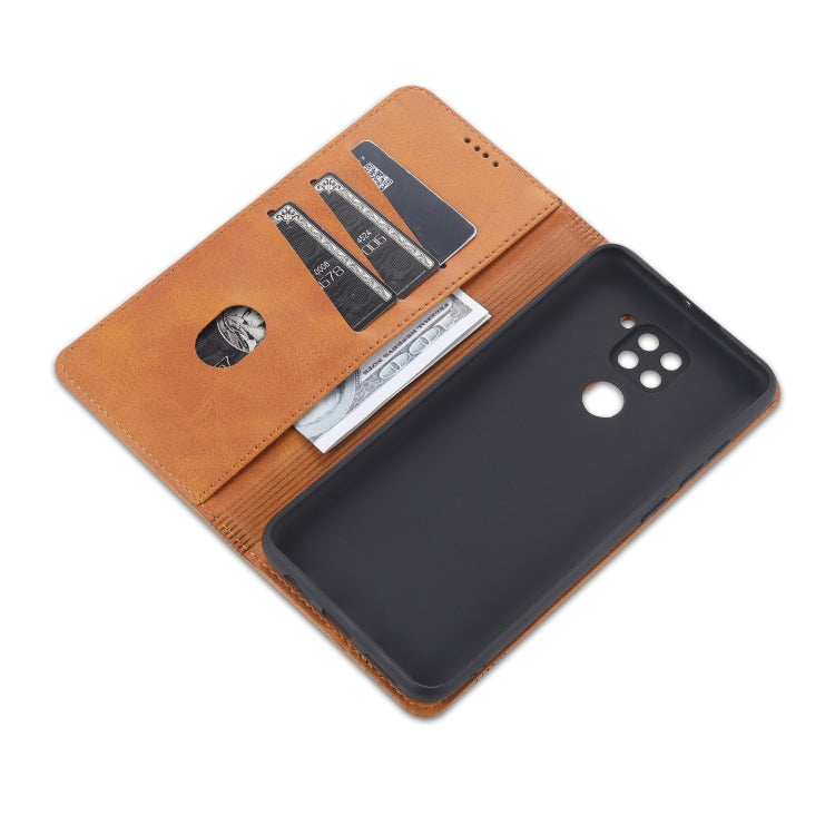 For Xiaomi Redmi Note 9 / 10X AZNS Magnetic Calf Texture Horizontal Flip Leather Case with Card Slots & Holder & Wallet(Light Brown) - Xiaomi Cases by AZNS | Online Shopping UK | buy2fix