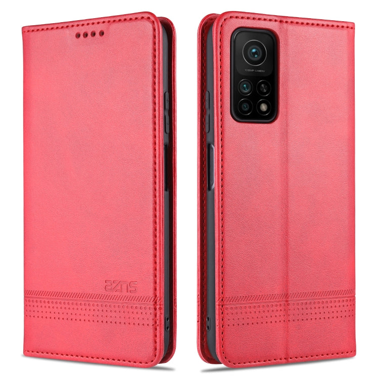 For Xiaomi Mi 10T / 10T Pro / Redmi K30s AZNS Magnetic Calf Texture Horizontal Flip Leather Case with Card Slots & Holder & Wallet(Red) - Xiaomi Cases by AZNS | Online Shopping UK | buy2fix