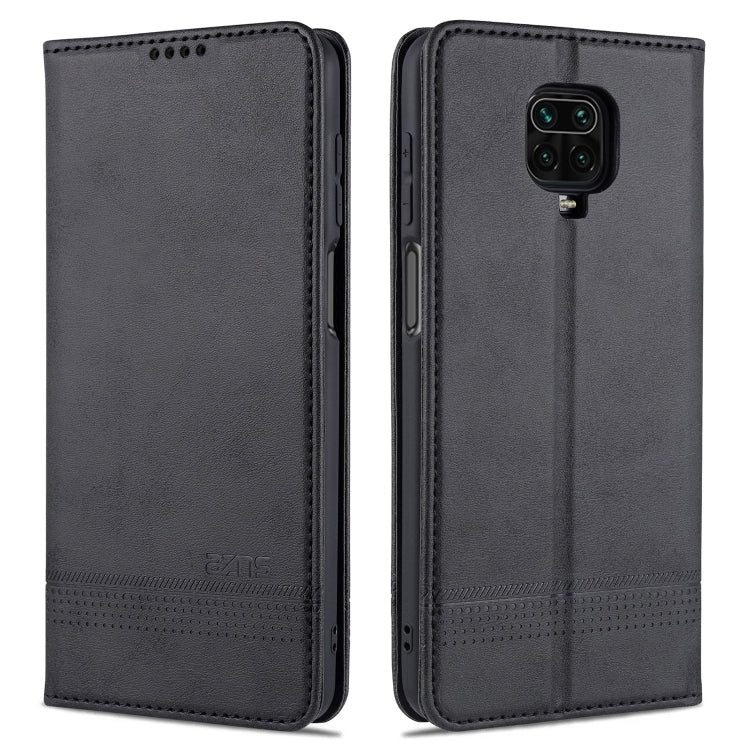 For Xiaomi Redmi Note 9 Pro / Note 9s AZNS Magnetic Calf Texture Horizontal Flip Leather Case with Card Slots & Holder & Wallet(Black) - Xiaomi Cases by AZNS | Online Shopping UK | buy2fix