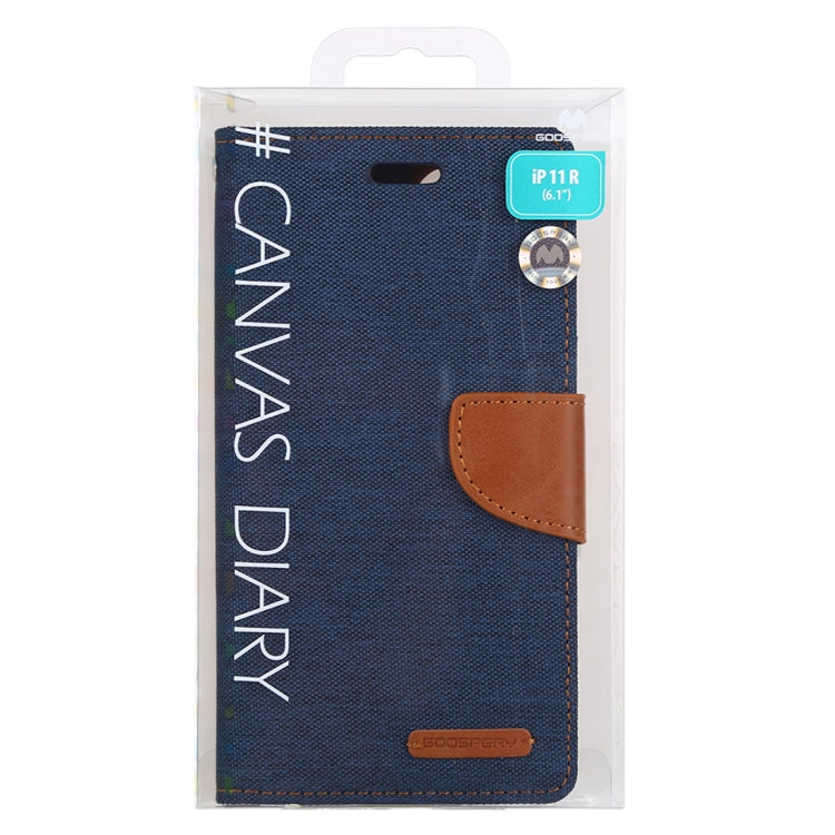 For iPhone 11 MERCURY GOOSPERY CANVAS DIARY Canvas Texture Horizontal Flip Leather Case with Card Slots & Wallet & Holder(Navy) - iPhone 11 Cases by GOOSPERY | Online Shopping UK | buy2fix