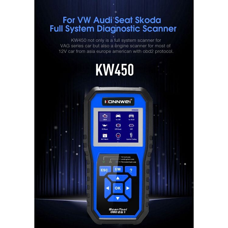 KONNWEI KW450 Car 2.8 inch TFT Color Screen Battery Tester Support 2 Languages / System  XP WIN7 WIN8 WIN10 - Code Readers & Scan Tools by KONNWEI | Online Shopping UK | buy2fix